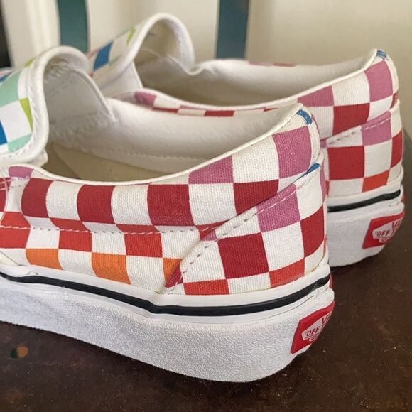 Vans Colorful Checkerboard Classic Slip Ons - Picture 2 of 11